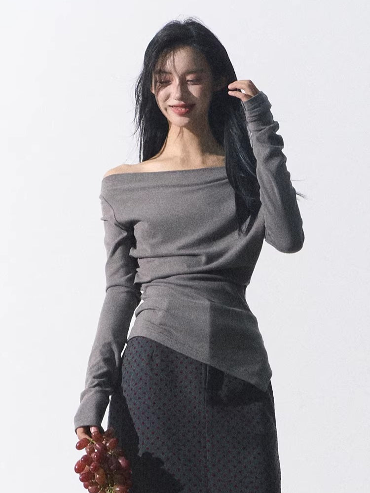 One-Shoulder Waist-Defining Knit Base Layer