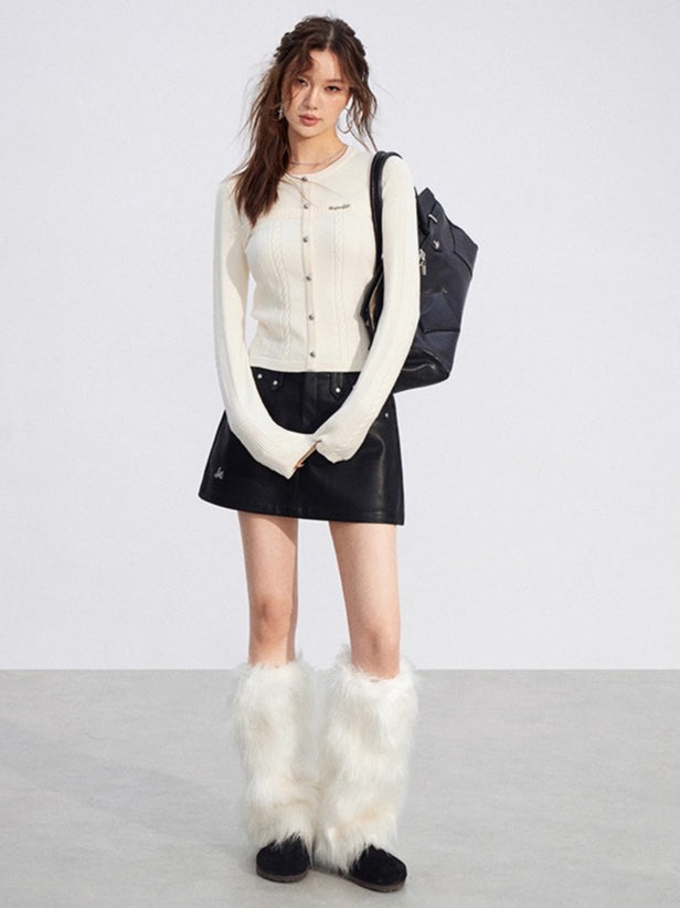 Dual-Layer Cable-Knit Long-Sleeve Turtleneck