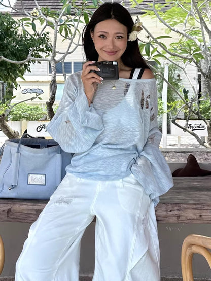 Washed Ripped Balloon-Fit Denim Jeans