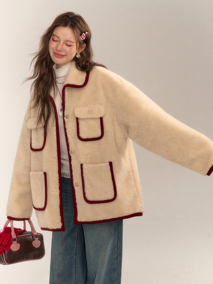 Vintage Sweet Shearling Wool Coat