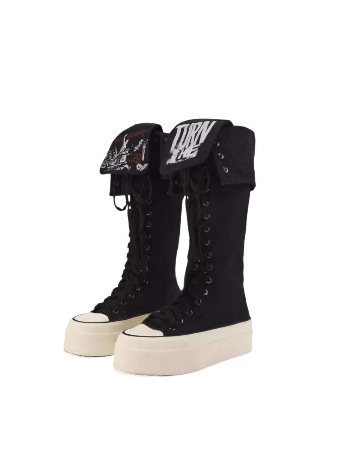 Reversible Tongue Graphic Canvas Boots