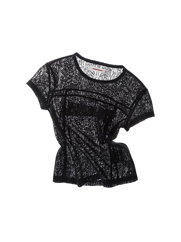 Black &amp; Pink Lace Shoulder T-shirt