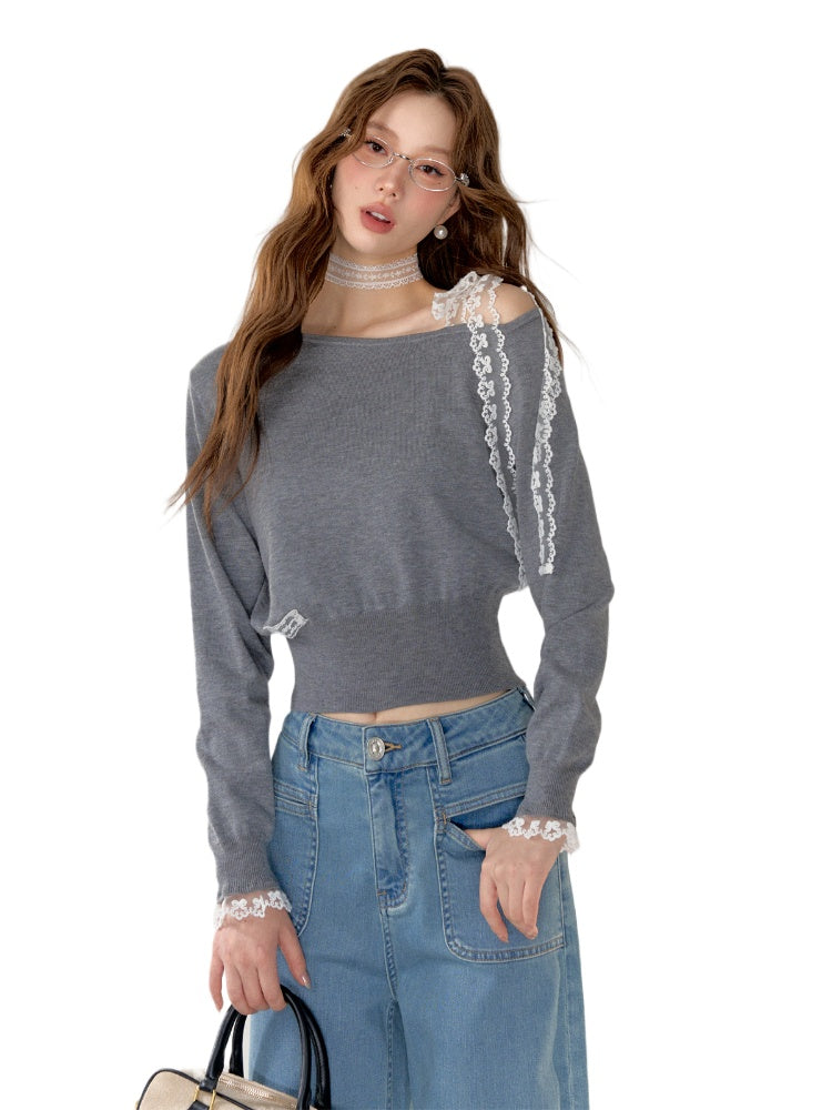 Lace-Up Shoulder Sweatshirt