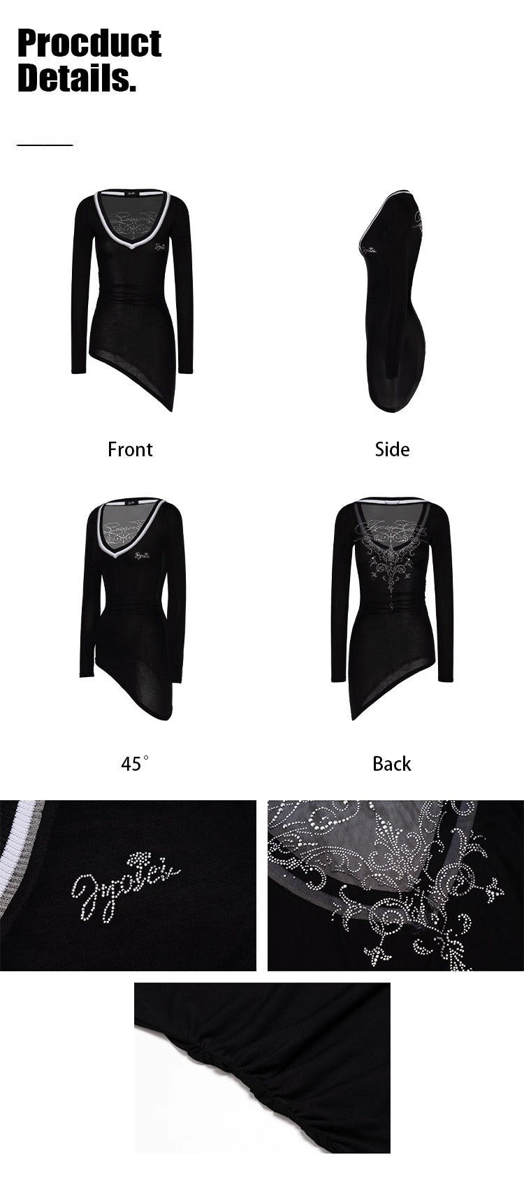 Ruched V-Neck Semi-Sheer Knit Blouse