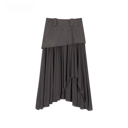 Irregular Spliced Vintage Pleated Skirt