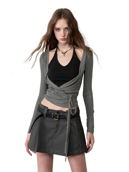 Fake Two-Piece Color-Blocked Strappy T-Shirt - CHINASQUAD