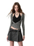 Fake Two-Piece Color-Blocked Strappy T-Shirt - CHINASQUAD