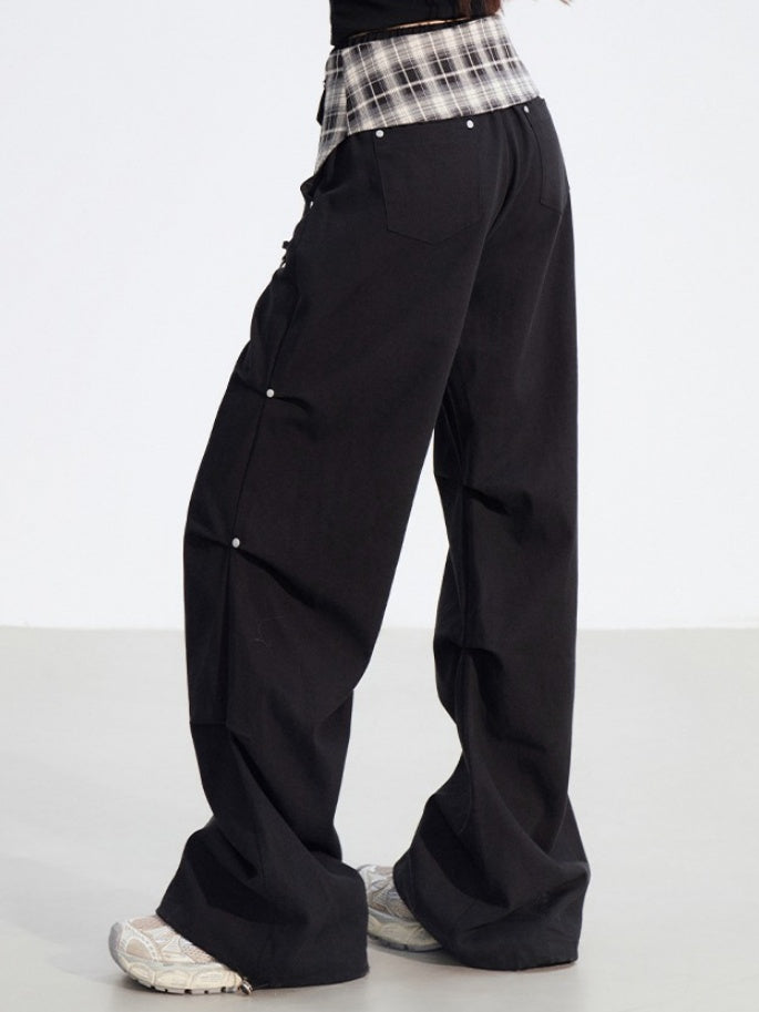Detachable Plaid Utility Cotton Pants