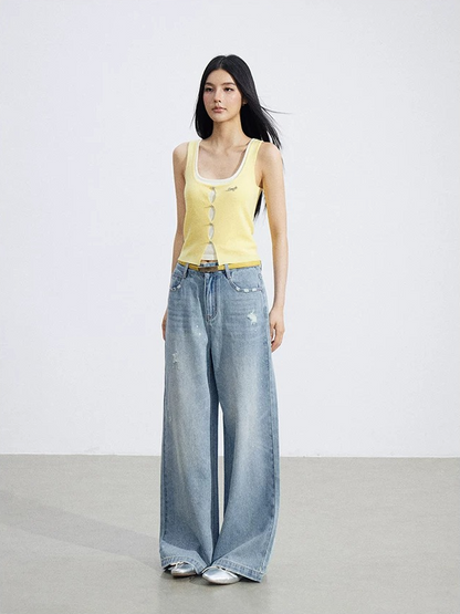 Layered Illusion Knit U-Neck Tank Top