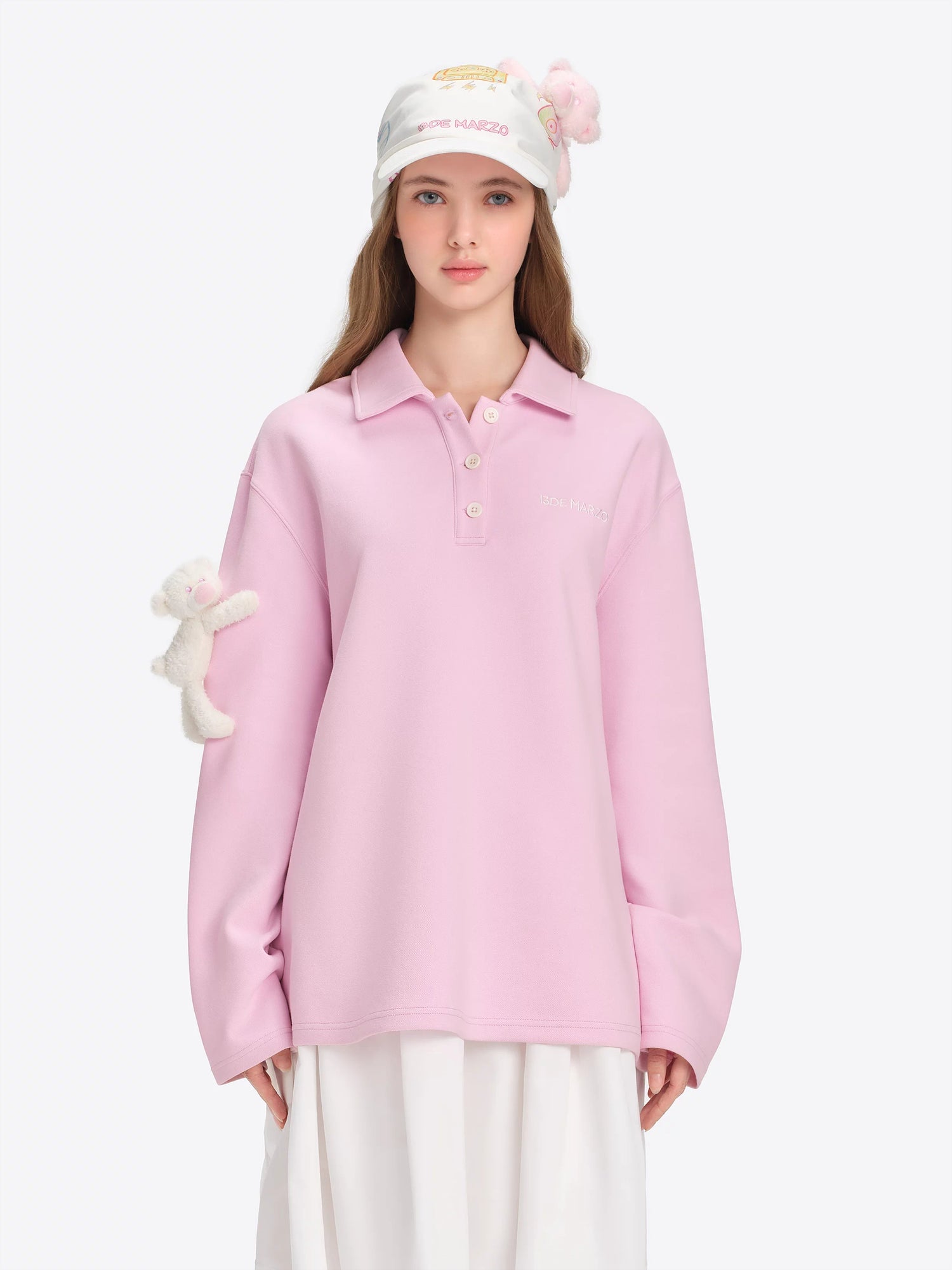 Polo-Collar Long-Sleeve T-Shirt