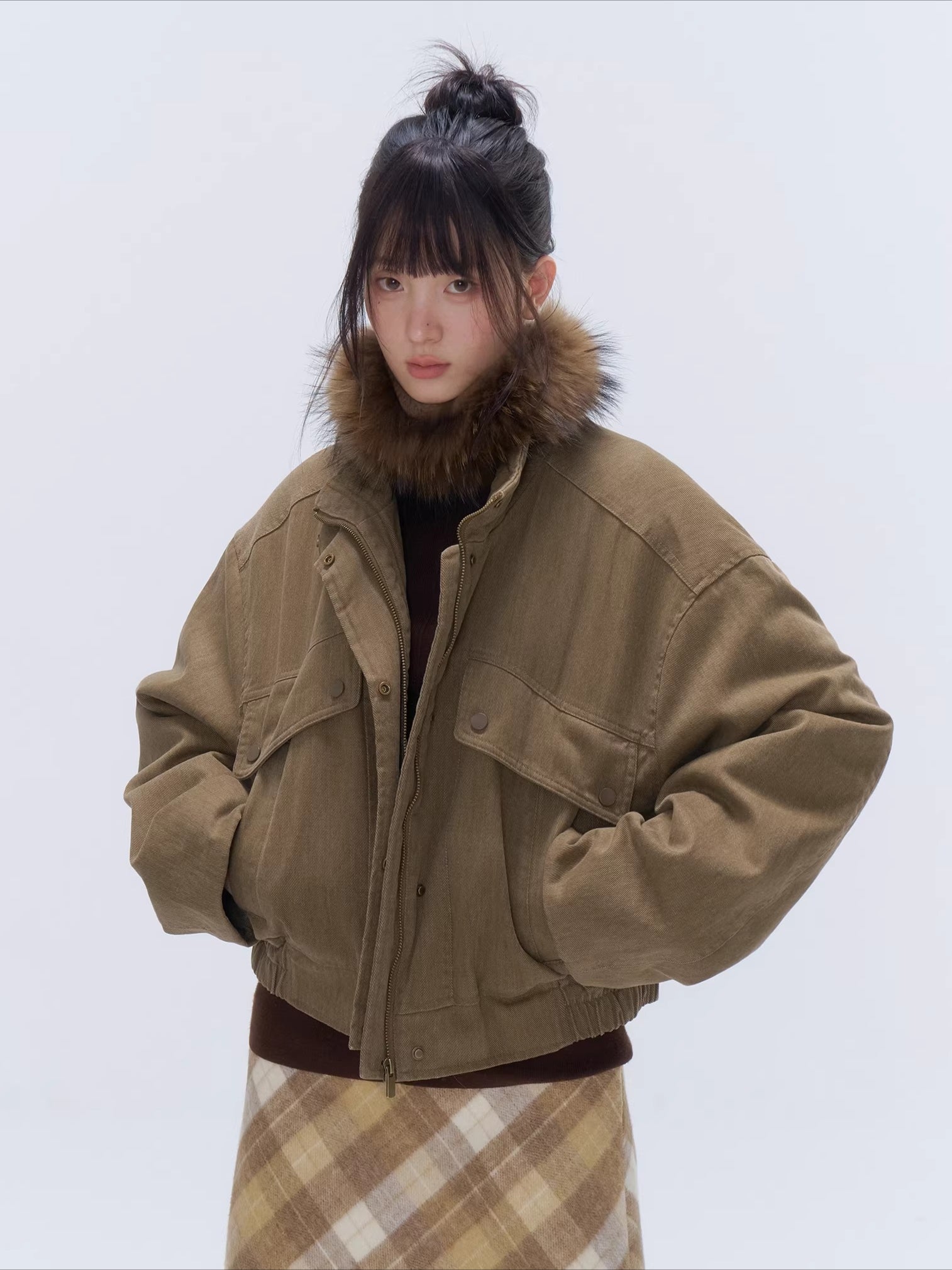 Vintage Washed Cotton Padded Workwear Jacket