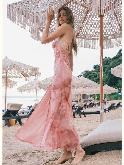 Alina Halter Neck Backless Floral Print Dress - CHINASQUAD