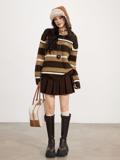 Retro Striped Wool-Blend Crewneck