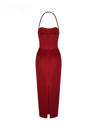 Halter Corset Velvet Dress