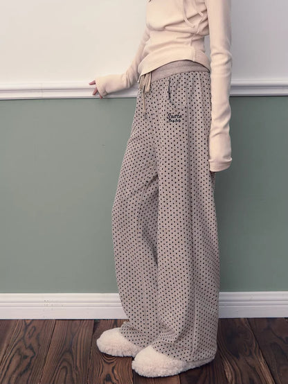 Polka Dot High-Waist Wide-Leg Pants