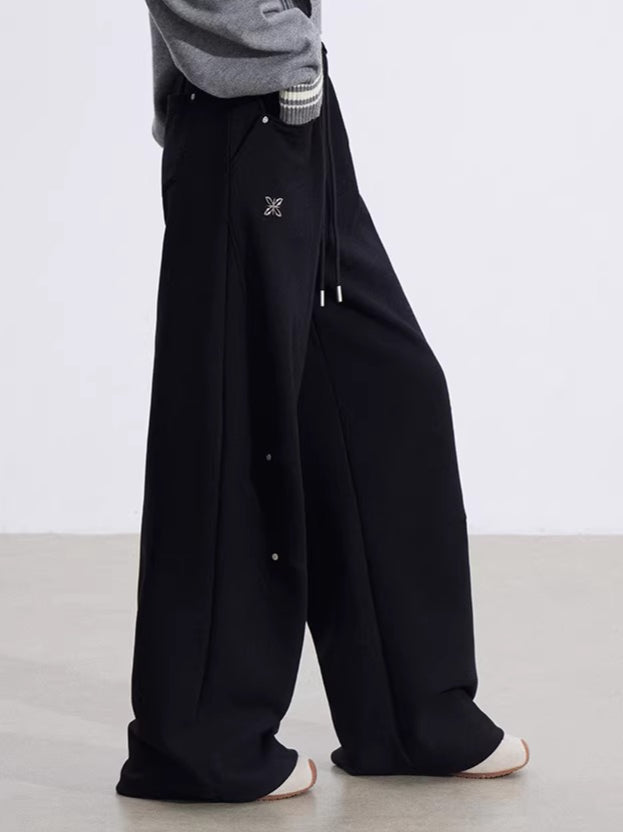 Sculpted Drape Curved-Leg Wide Pants