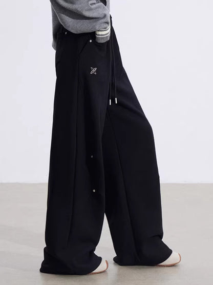 Sculpted Drape Curved-Leg Wide Pants