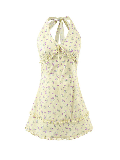 Ruffled Halter Strapless Dress