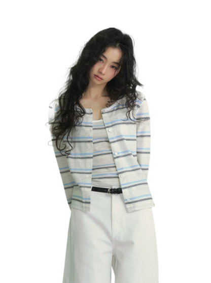 Relaxed Stripe Layered Cardigan Set