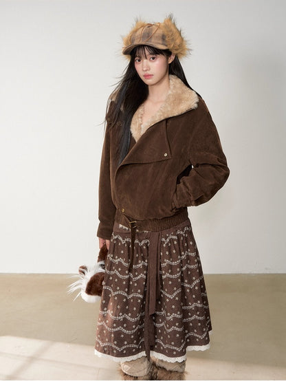 Original Suede Shearling Moto Oversized Lapel Jacket