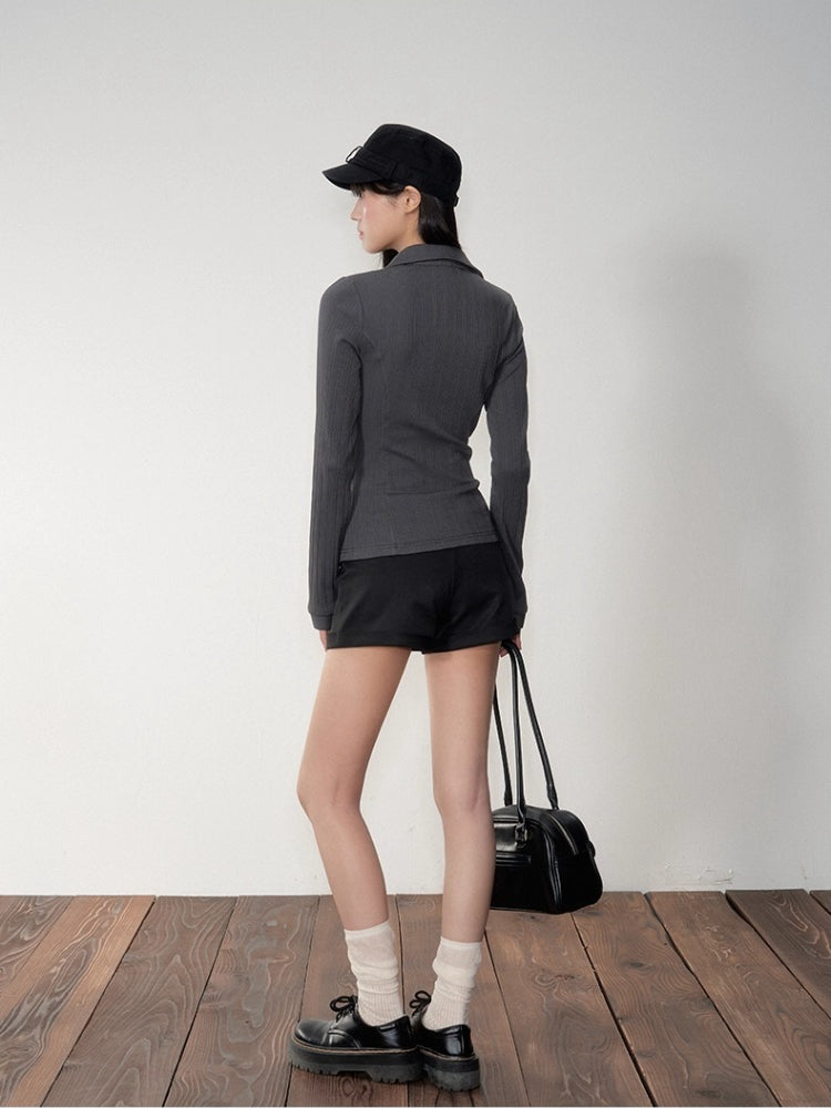 Striped Rivet 3D Pocket Fitted Shirt