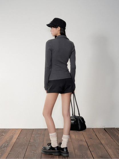 Striped Rivet 3D Pocket Fitted Shirt