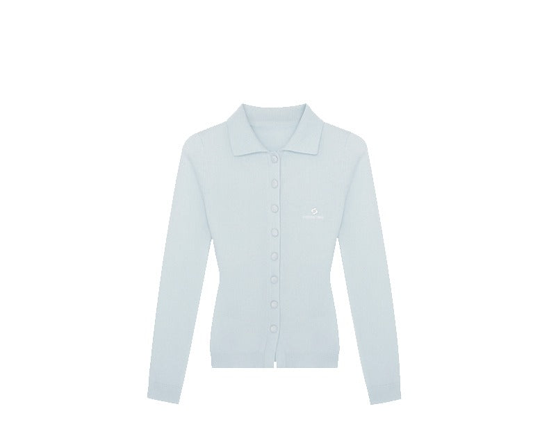 Collared Wool-Blend Fitted Knit Cardigan