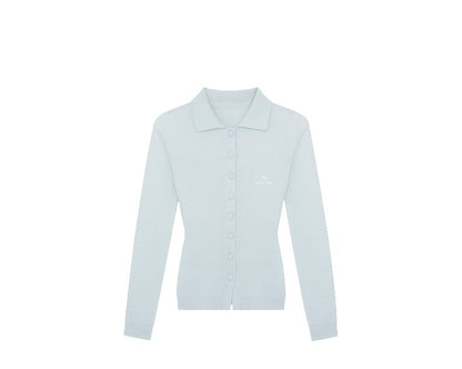 Collared Wool-Blend Fitted Knit Cardigan