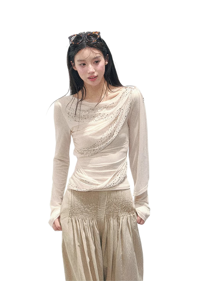 She Kissed Frost Rhinestone Sheer Top