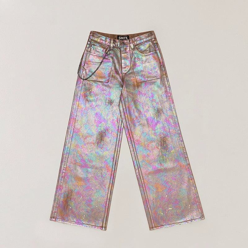 Wild Diamond Handcrafted Wide-Leg Denim Pants