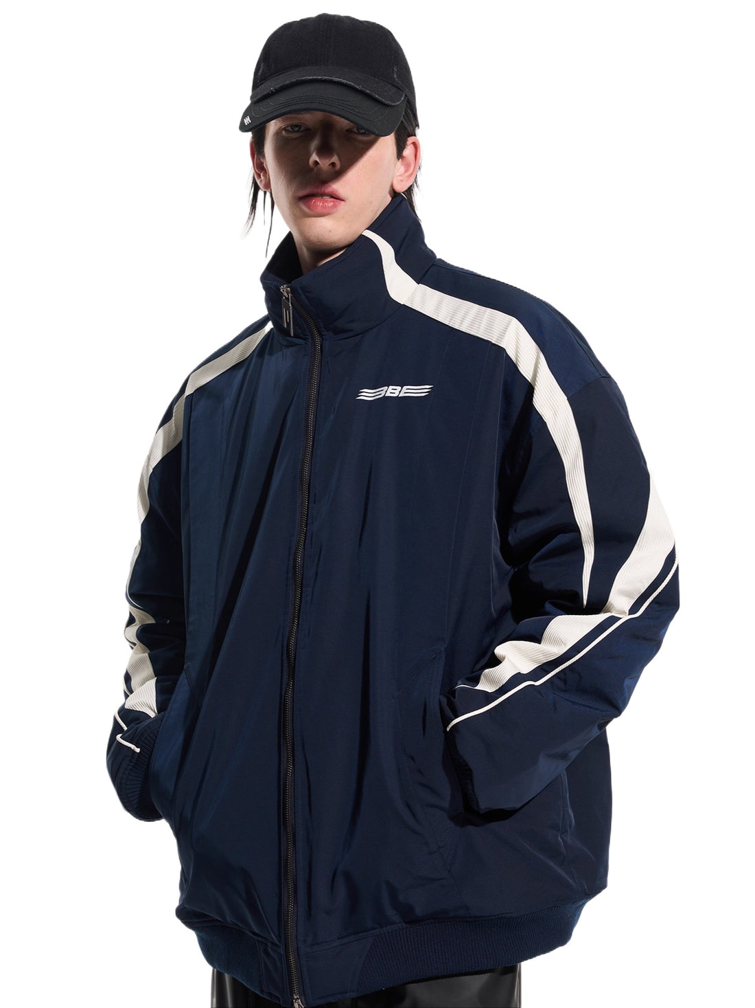 Striped Contrast Padded Cotton Jacket