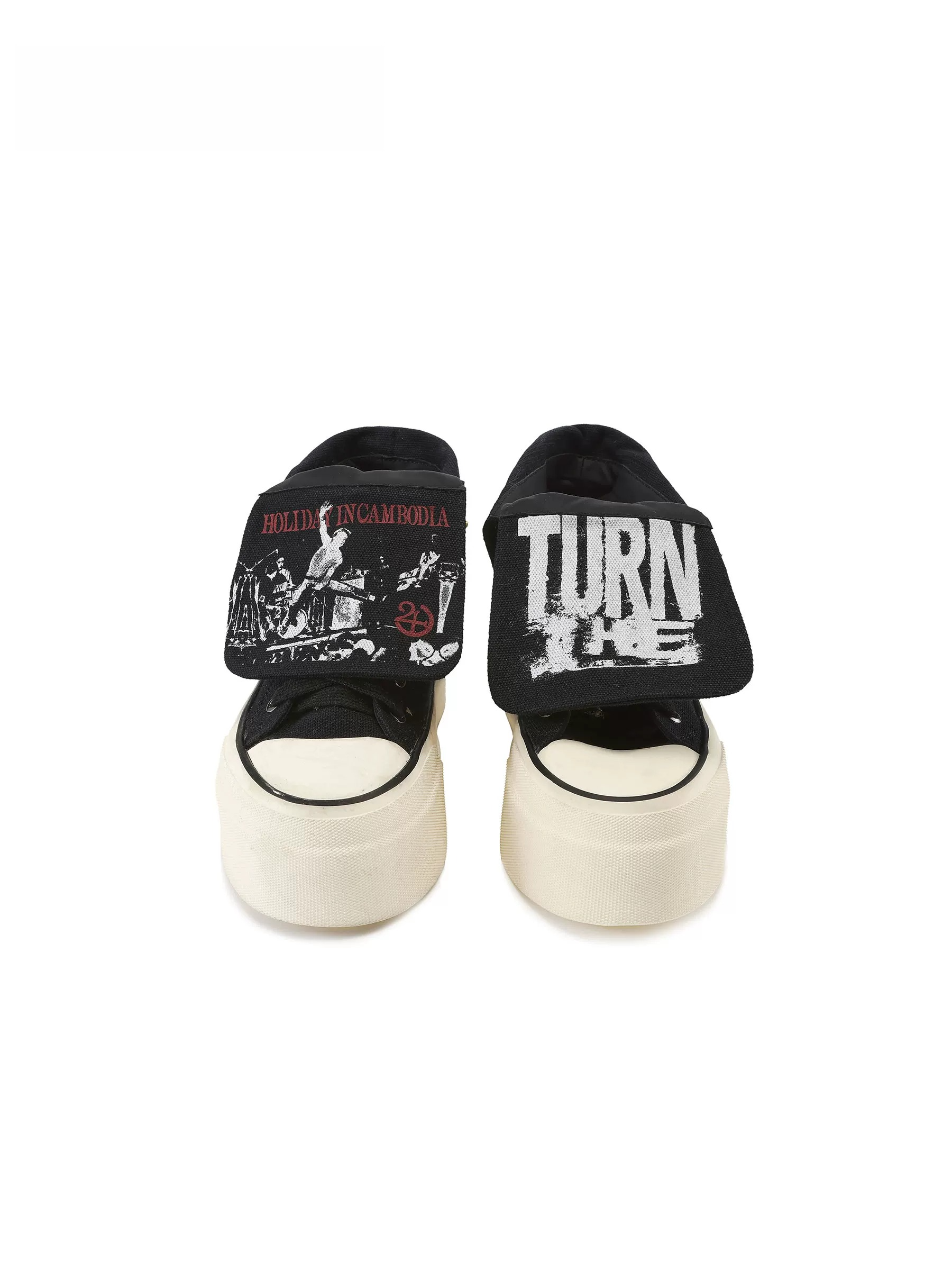 Reversible Tongue Graphic Canvas Boots