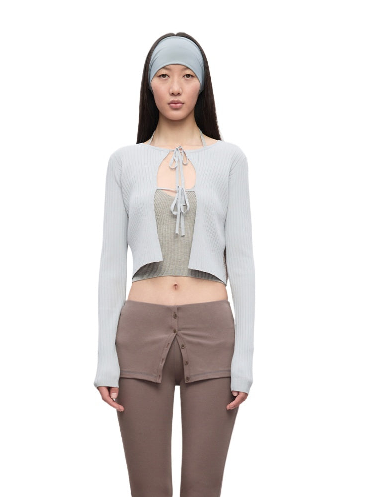 Spun Long-Sleeve Knit Cardigan