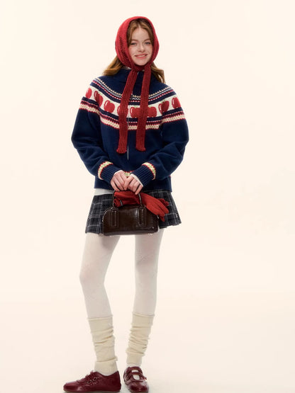 Vintage Red Plaid Wool-Blend Mini Skirt