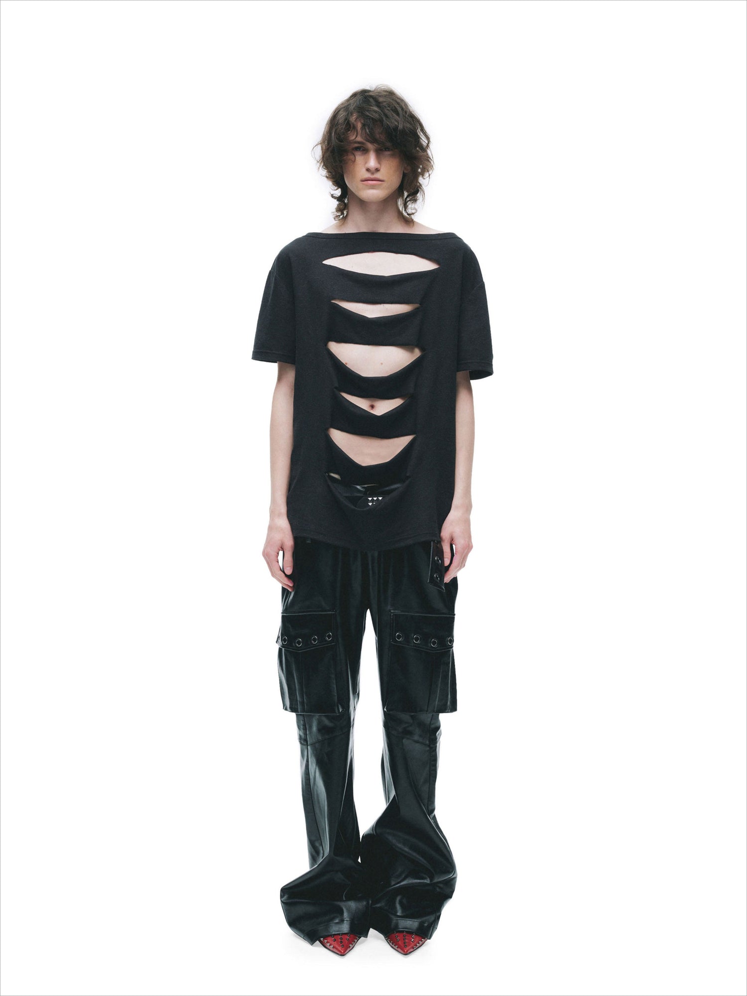 Laser-Burn Punk Graphic Oversized T-Shirt