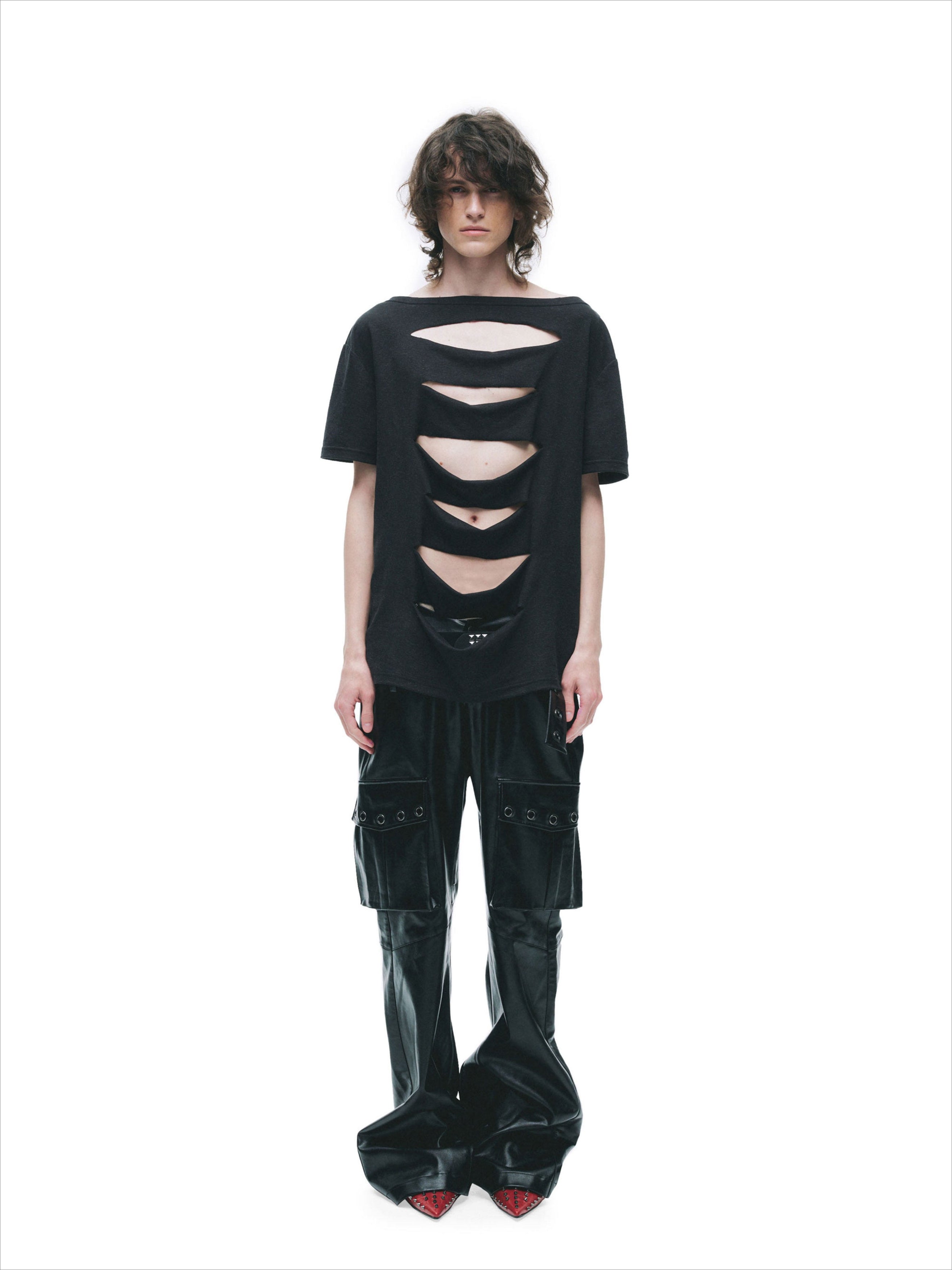Laser-Burn Punk Graphic Oversized T-Shirt