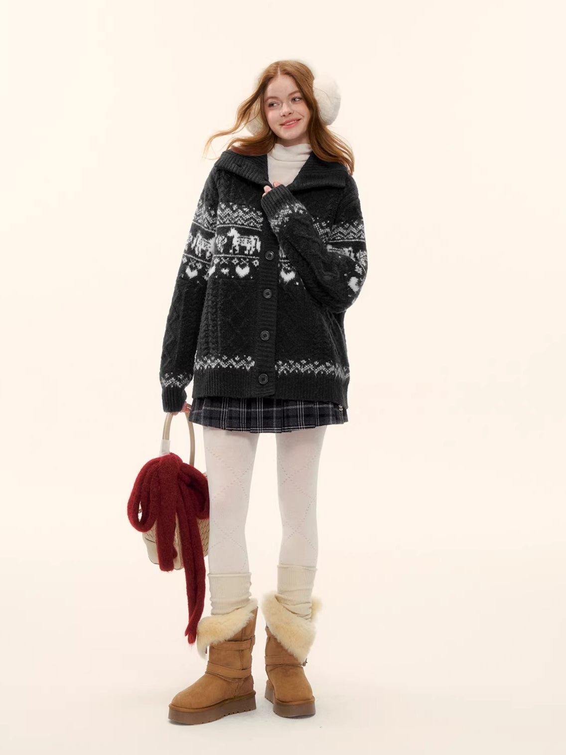 Red Loose Knit Sweater Cardigan