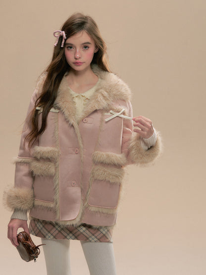 Pink Cedar Faux Fur Coat