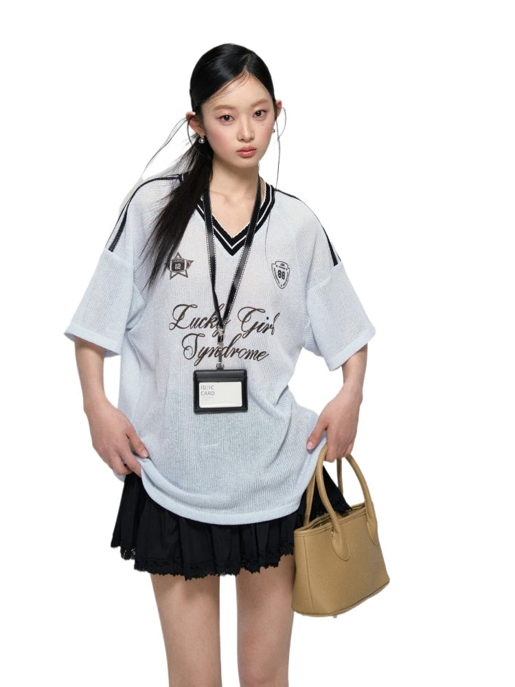 Textured Contrast Trim Sports T-shirt - CHINASQUAD