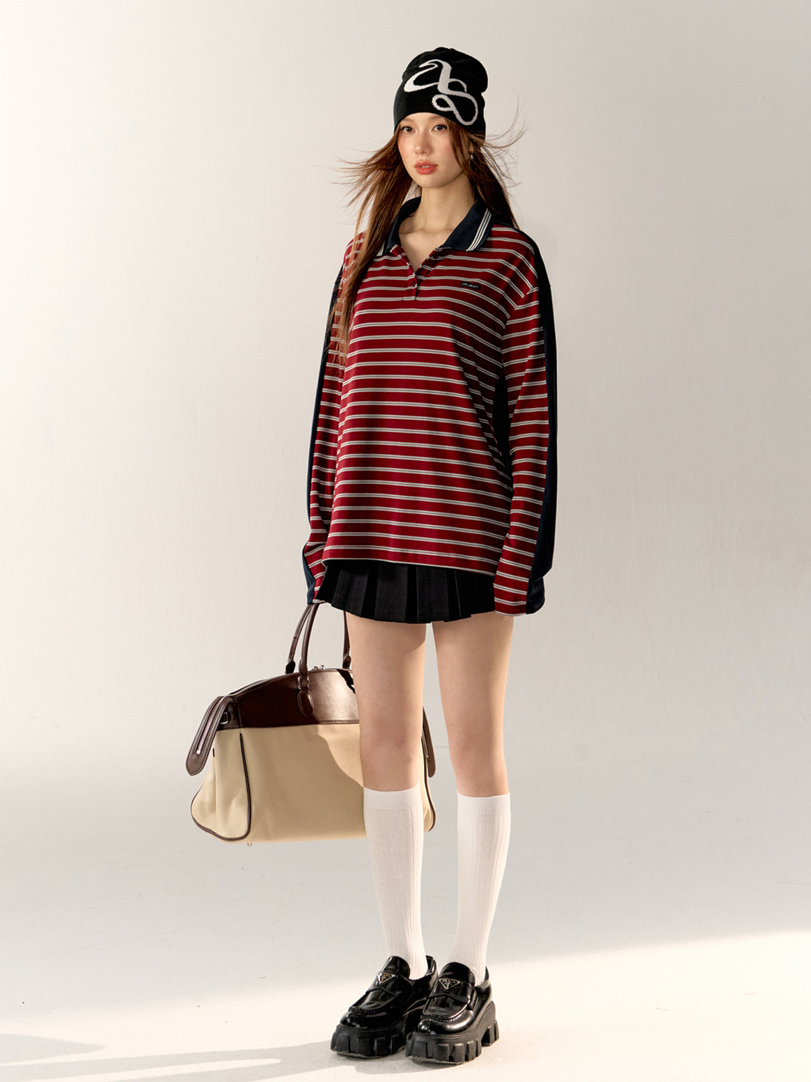 Striped Long-Sleeve Polo Shirt