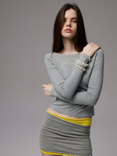 Rhinestone One-Shoulder Long-Sleeve T-Shirt - CHINASQUAD