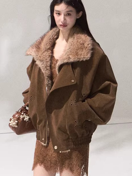 Fur-Collar Padded Short Jacket