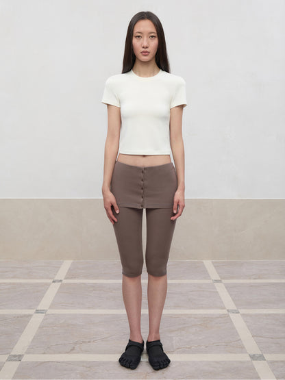 High Elastic Mid-Low Waist Five-Quarter Shorts