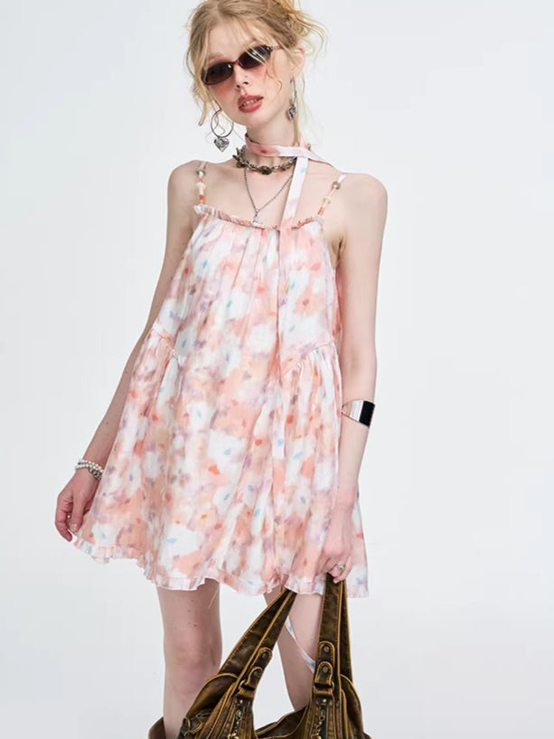 Pink Floral A-Line Camisole Dress