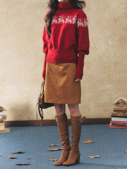 Vintage Faux Suede Midi Skirt