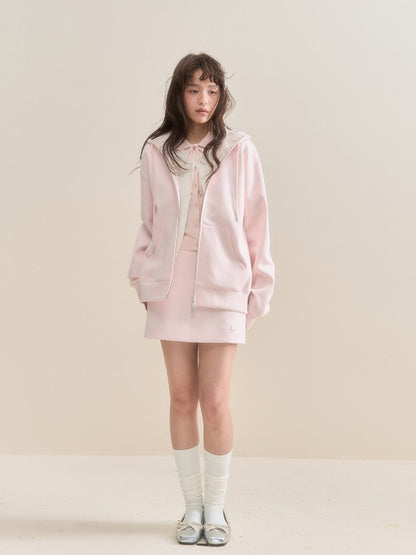 Pink Checkered Little Angel Hoodie &amp; Skirt Set