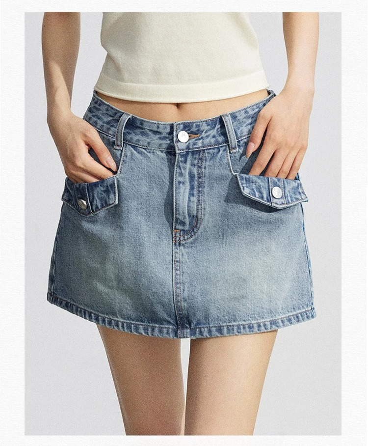 High-Waist Denim Skirt