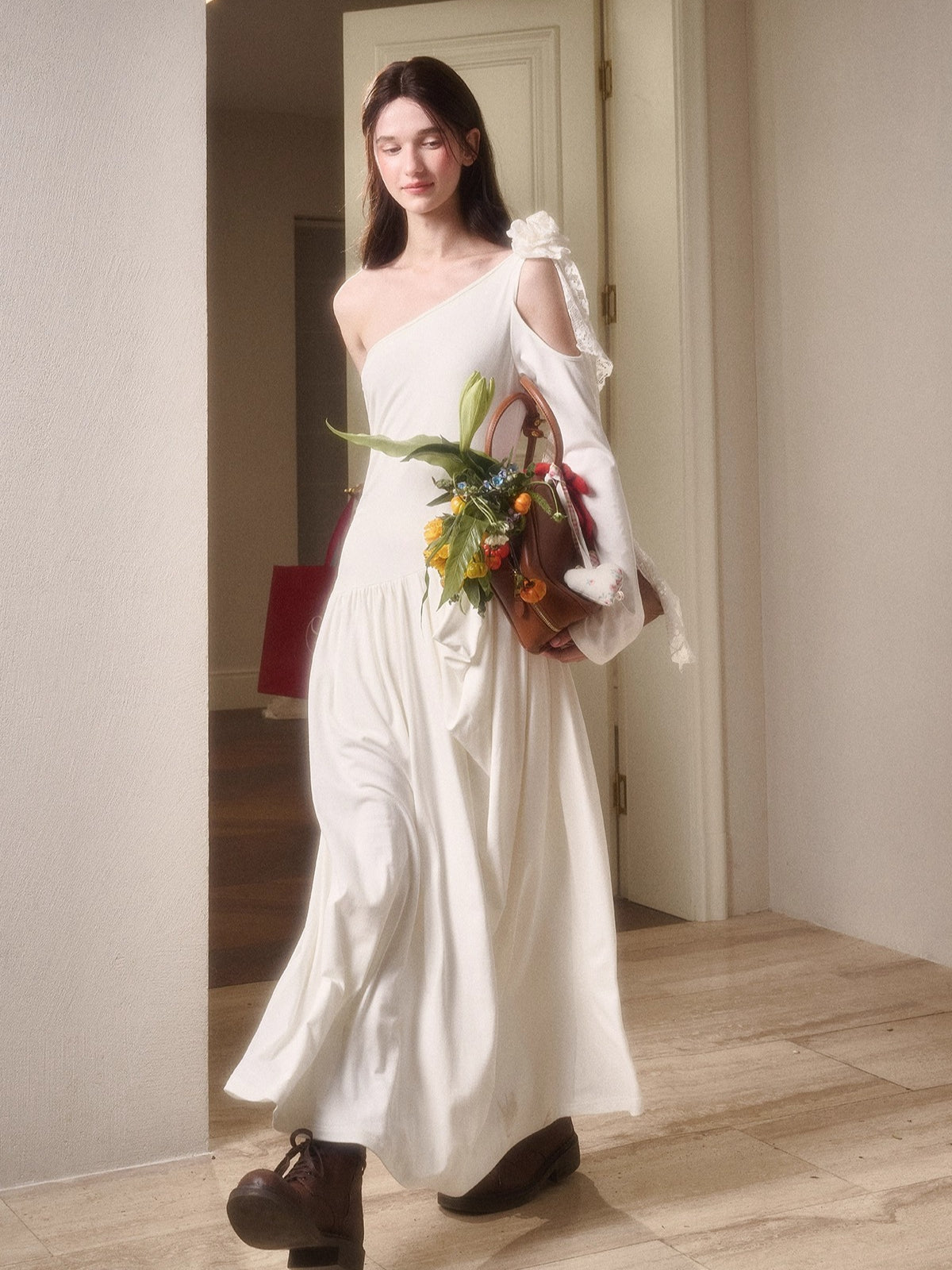 Hot Milk Off-Shoulder Knit Maxi Dress