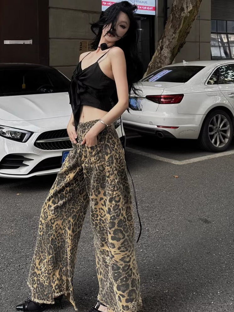 Deconstructed Wide-Leg Denim Jeans