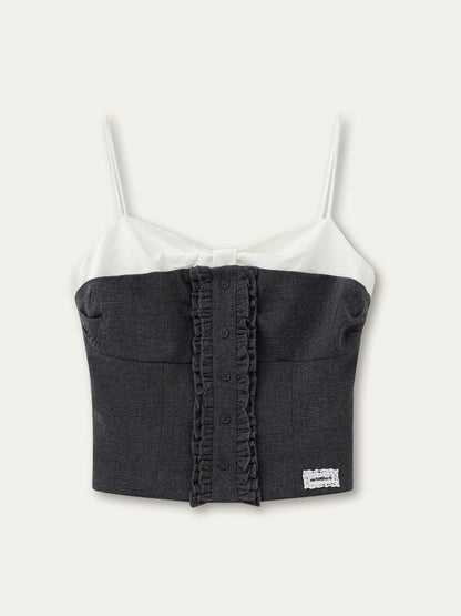 Miu-Style Lace Trimmed Tank Top &amp; Skirt Set - CHINASQUAD